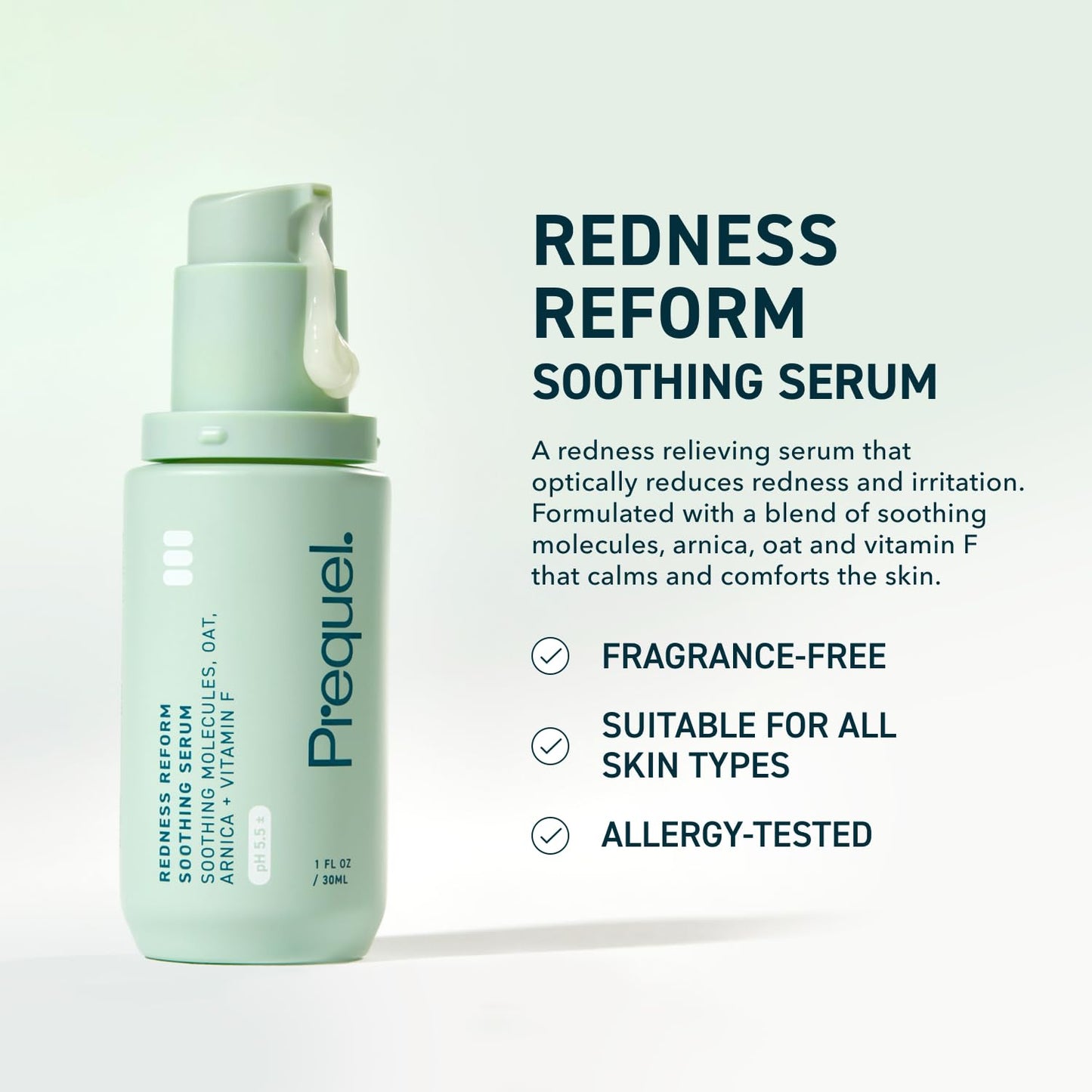 Prequel Skin Redness Reform, Calming Serum for Face. Advanced Clinical Optical Corrector for Redness and Discomfort. Soothing Face Serum with Oat Extract for Sensitive Skin. 1oz Pump