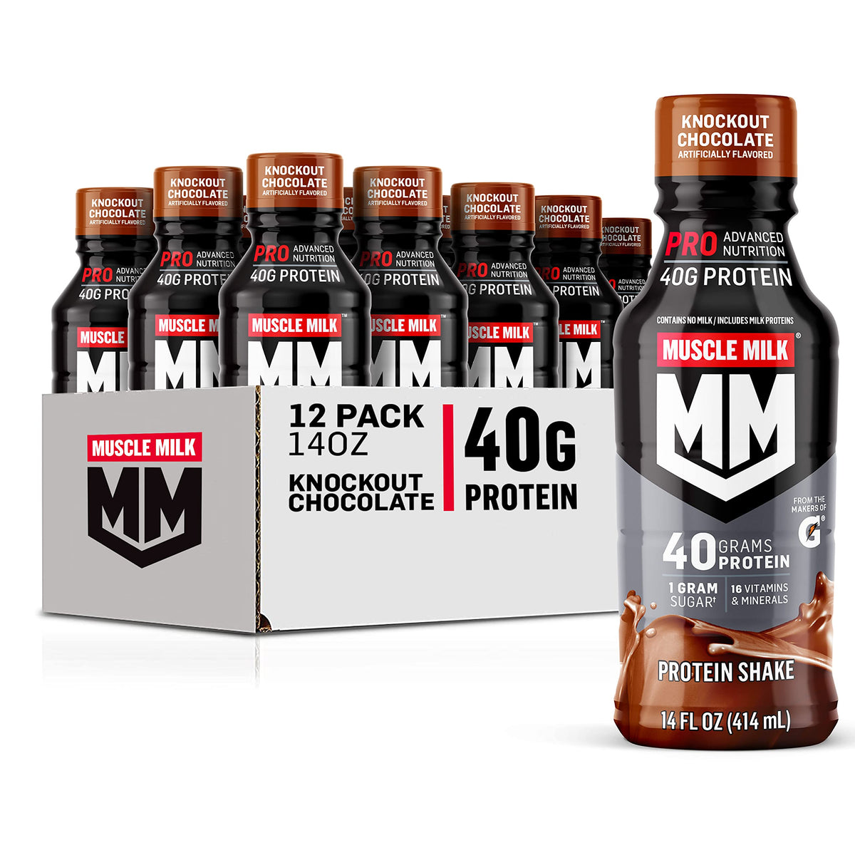 Muscle Milk Pro Series Protein Shake, Chocolate Peanut Butter, 40g Protein, 14 Fl Oz (Pack of 12)
