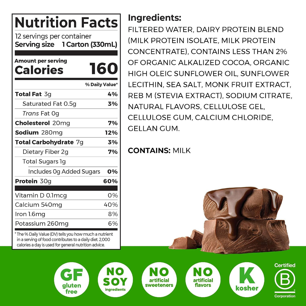 Orgain 30g High Protein Dairy Shake, 5g BCAAs, Chocolate, 11 oz, 12pk | Ready to drink dairy isolate milk protein, meal replacement, 1g sugar per serving, keto friendly, gluten free
